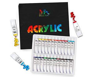 Coffret peinture acrylique - 24 Tubes de 12 ml - Peinture à l’eau Idéale pour tous les Supports - Adapté à la Pâte à Sel, à la Peinture sur Toile et sur Plastique - MozArt Supplies