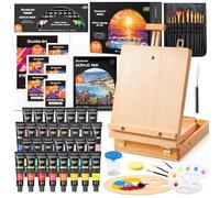 Coffret Peinture Acrylique, Shuttle Art 59 Pièces avec Chevalet, 30 Couleurs, Toile, Pinceaux, Palette, Kit Complet pour Enfants, Adultes, Artistes