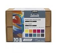 Coffret peinture - PEBEO - SetaSilk - 10 pots de 45 ml - Opaque - Accessoires inclus