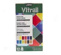 Coffret - Peinture pour verre - Vitrail - Pébéo - 12 x 20ml - Assortiment