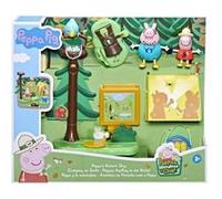 Coffret peppa pig : camping en foret - 2 figurines + 6 accessoires - set jouet enfant peppa le cochon + carte offerte