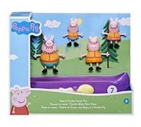 Coffret peppa pig : grand canoe 23cm + 4 figurines - set jouet enfant peppa le cochon + carte offerte