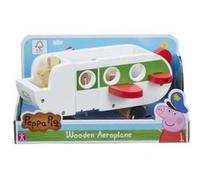 Coffret peppa pig : l'avion en bois de peppa le cochon 23 cm + figurine lapin : rebecca rabbit - nouveauté