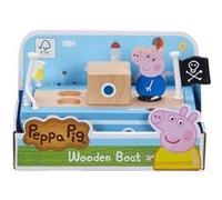 Coffret peppa pig : le bateau des pirates en bois de peppa le cochon 16.5 cm - figurine georges - nouveauté