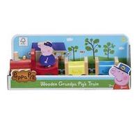 Coffret peppa pig : le train en bois de peppa le cochon 27 cm - figurine papy pig - nouveauté