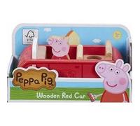 Coffret peppa pig : voiture rouge en bois de peppa le cochon 15 cm + 1 figurine peppa - set jouet enfant + 1 carte tigre Rouge