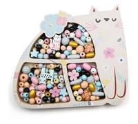 Coffret perles bois chat