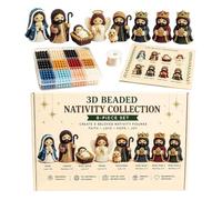 Coffret perles pour crèche Noël Nativité Figurines décoratives 3D DIY en | Décoration de Noël Nativité en rocailles pour Femmes, Adultes, Maman, Papa, Épouse, Mari, la et les
