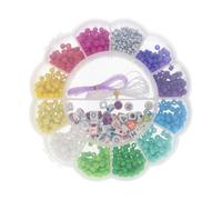 Coffret perles pour enfiler des bijoux - Mega Creative Beads - Multicolore - 16x18x2 cm - Assortiment perles et 2 cordons