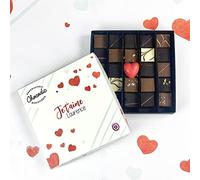COFFRET PERSONNALISABLE SAINT VALENTIN 25 CHOCOLATS FINS AVEC COEUR - A PERSONNALISER AVEC VOTRE TEXTE - CHOCOLAT ST VALENTIN COEUR