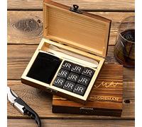 Coffret personnalisé de Pierres à Whisky de qualité supérieure avec 9 Pierres et Sac, Cadeau de marié, Pierre à Whisky gravée, Cadeau de Mariage pour Un Homme.