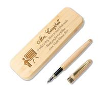 Coffret Personnalisé De Stylos En Gravé, Cadeau For Journée Des Enseignants | Avec Stylos À Bille Ou Stylos Plume, Cadeau Pour La Fête Des Pères, Noël(Fountain Pens+Pen Case)