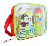 Mickey Mouse Set Repas Enfant avec Sac Boîte Repas et Gourde 530ml Vert / Rouge