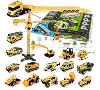 Coffret Petite Voiture Enfant, Avec 24 Jouets de Voiture Enfant avec Tapis de Jeu, Véhicules de Construction, Jouets de Voiture, Cadeau de Noël pour Filles, Garçons, Enfants 3 4 5 6 7 8 Ans