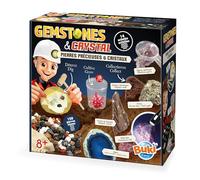 Coffret Pierres Précieuses et Cristaux - Kit Découverte Enfants 8+ avec 27 Pierres Authentiques, Expériences Scientifiques, Cristaux à Faire Pousser, Loupe et Notice Illustrée
