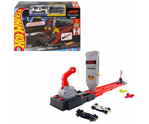 Coffret piste - HOT WHEELS - Piste Grille de Départ Formule 1® - 2 véhicules 1/64 inclus - Lanceurs et feux de départ - Dès 3 ans