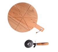Coffret Pizza 2 pièces (plat + roulette) - Table Passion - Marron - Bois