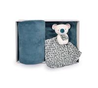 Doudou et Compagnie – Coffret Plaid et Doudou Yoca le Koala Bleu 100 x 70 cm