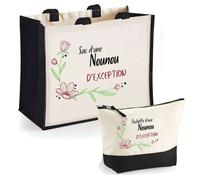 Coffret - PLANETEE - Duo cabas jute et trousse Nounou d'exception - Jute & coton - Impression DTF HD - Fabrication française