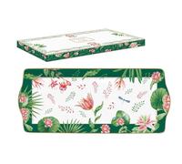 COFFRET PLAT A CAKE 35X15CM EN PORCELAINE BOTANIC CHIC