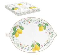 COFFRET PLAT FORME CITRON 30X21,5CM EN PORCELAINE FLEURS ET CITRONS