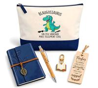Coffret Pochette Beaugossaurus Vantard mais Cool | Pochette Coton, Carnet Similicuir, Stylo Bambou, Marque-Page Bois, Porte-Clés Livre | 5 Pièces | Cadeau Anniversaire Noël