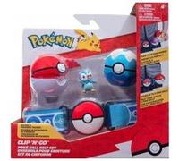 Coffret pokemon : ceinture du dresseur avec dive ball et poké ball et figurine tiplouf - pokeball - set garçon + 1 carte animal
