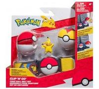 Coffret Pokemon : Ceinture Du Dresseur Avec Level ball Et Poké Ball Et Figurine Piakchu - Pokeball - Set garçon + 1 Carte Animal