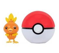 Coffret pokemon pokeball - poussifeu et sa poké ball rouge et blanche - pokéball - clip 'n' go - figurine - set garçon + 1 carte animaux Rouge