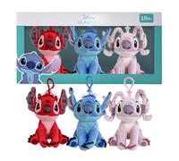 Coffret Porte-clés Disney Stitch, Angel et Leroy, lot de 3, 15 cm.
