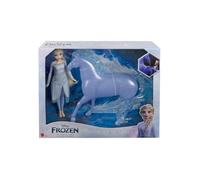 Coffret poupee articulee Elsa 30 cm et Cheval Nokk, bleu - Figurines Disney Frozen - Reine des Neiges 2 - Set Princesse + Carte