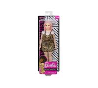 Coffret Poupee Barbie Fashionistas Barbie Longs Cheveux Roses Et Robe Leopard Avec Haut Blanc - Poupee Mannequin