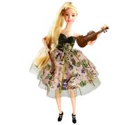 Coffret poupée princesse avec cheveux extra longs, violon, étui et sac à main