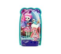 Enchantimals Mini-poupée Saffi Cygne et Figurine Animale Poise, aux cheveux roses avec jupe à motifs en tissu, jouet enfant, FRH38