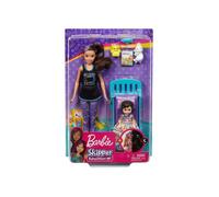 Coffret Poupee Skipper + Mini Poupee Enfant Fille + Lit + Accessoires - Babysitter Barbie