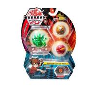 Coffret pour Bakugan Ventus krakelios - Set Pack de demarrage Battle Planet : 3 Boules (Brune Rouge Verte) + Carte Tigre