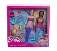 Coffret pour Barbie 2 poupées sirène + 8 Animaux Marins + 2 Accessoires - poupée Mannequin - Set 12 Pieces + 1 Carte Animal