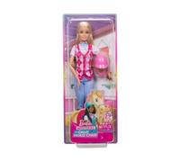 Coffret pour Barbie Cavaliere Blonde : poupée Mannequin + Accessoire - Set Jouet Fille Collection Centre equestre + Carte Animal