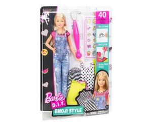 Coffret pour Barbie Emoji Style : Comprend 1 poupée 3 Habits et des décalcos + Accessoires - Set Poupee Mannequin avec Carte Animal
