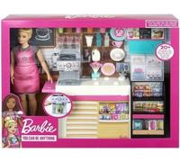 Coffret pour Barbie la cafétéria + 20 Accessoires + 1 poupée - poupée Mannequin - métier Restaurant - Set vendeuse de café + Carte Tigre