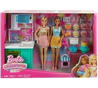 Coffret pour Barbie la Cuisine + 18 Accessoires + 2 poupées mannequins - Set métier + Une Carte Tigre
