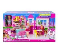Coffret Pour Barbie Le Grand Restaurant Et 1 Poupée Mannequin Et 25 accessoires - Set Jouet Fille Et 1 Carte Offerte
