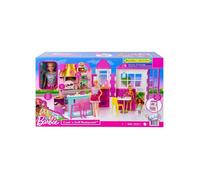 Coffret Pour Barbie Le Grand Restaurant Et 1 Poupée Mannequin Et 25 accessoires - Set Jouet Fille Et 1 Carte Offerte