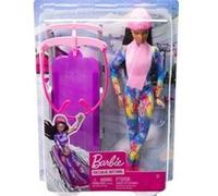 Coffret pour barbie : luge + 1 poupée + 1 accessoire - poupée mannequin shopping - set jouet fille + 1 carte