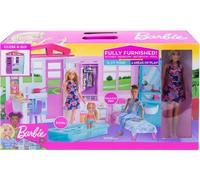 Coffret pour Barbie Maison transportable + Piscine + 1 poupée Mannequin + 20 Accessoires - Set mobilier avec 1 Carte Animal
