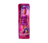 Coffret pour Barbie Poupee Mannequin Fashionistas : Long Cheveux Violets avec Robe et Chaussures + 1 Carte Animal