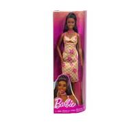 Coffret pour Barbie poupée Mannequin Noire avec Robe à Fleurs Rose - Set Jouet Fille + 1 Carte Tigre