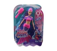 Coffret pour Barbie Poupee Mannequin Sirene Mermaid Power Cheveux Bleu et Violet + Animal + 3 Accessoires - Set poupée + Carte Tigre