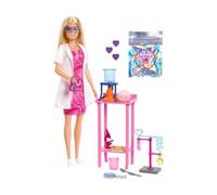 Coffret pour Barbie Scientifique Blonde avec 17 Accessoires - Set poupée Mannequin Docteur et 1 Carte