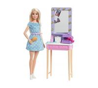 Coffret pour Barbie Star de Cinema + Loge de Maquillage - 7 Accessoires - Set poupée Mannequin avec Carte